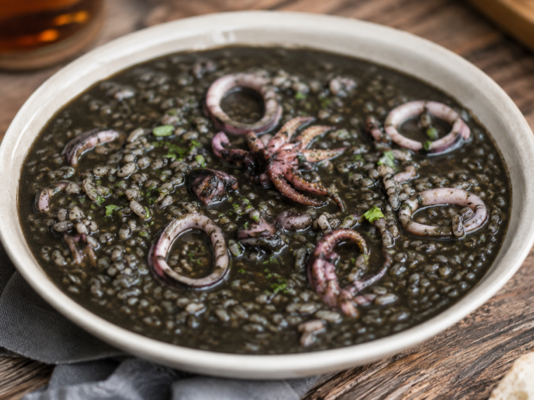 Spanish Brothy Rice with Squid (Arroz Caldoso con Calamares)