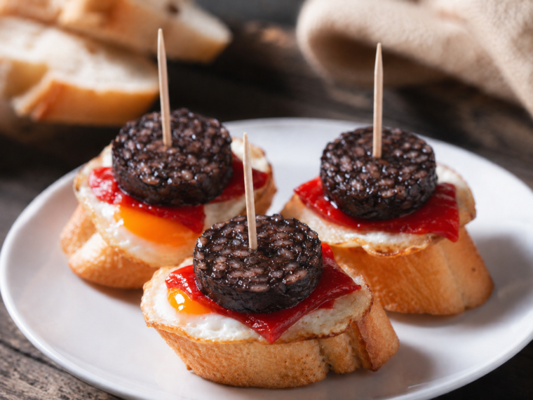 Cojonudas (Burgos Morcilla and Quail Egg Tapas)