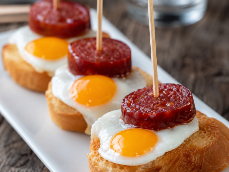Cojonudos (Burgos Chorizo and Quail Egg Tapas)