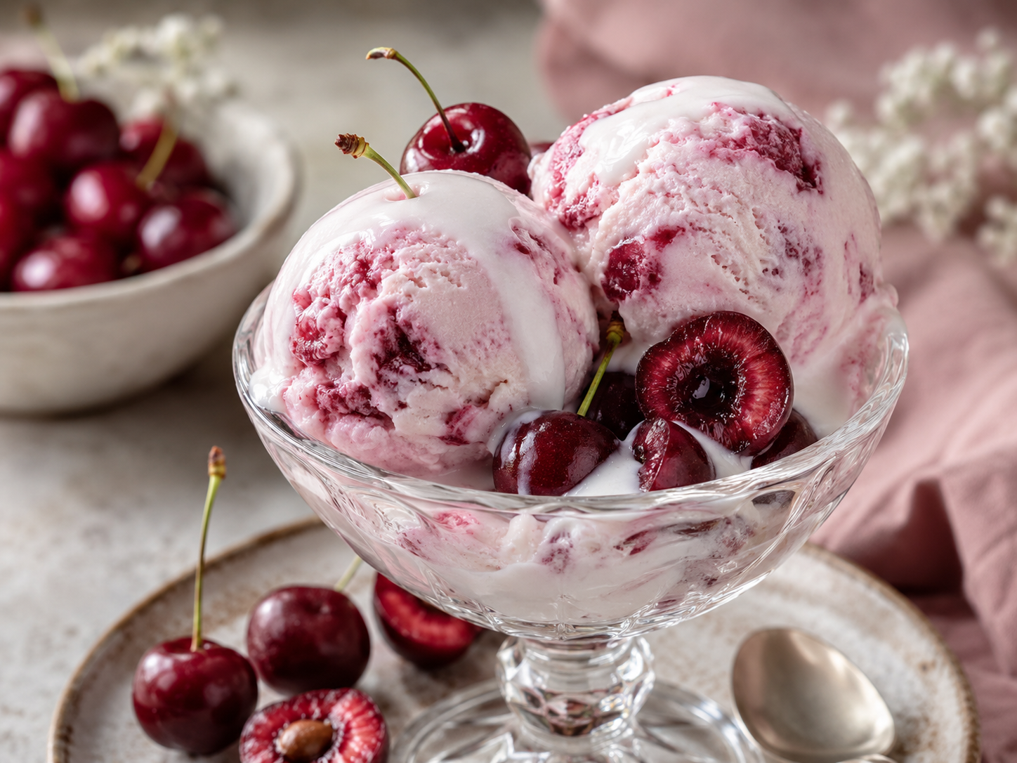Creamy Cherry Ice Cream with Greek Yogurt