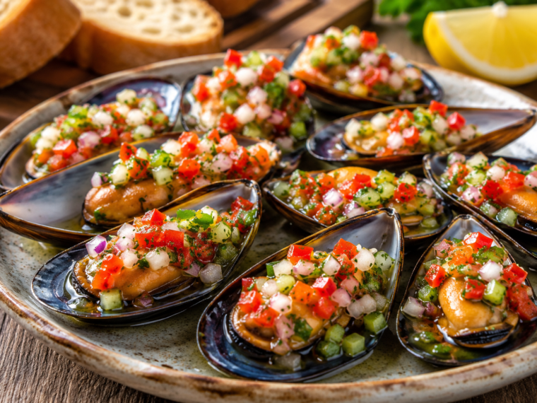Spanish Mussels with Vegetable Vinaigrette