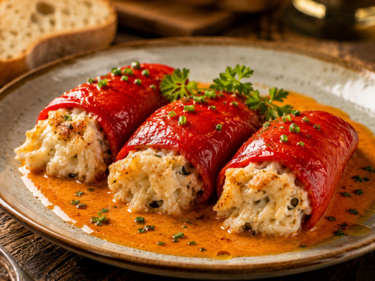 Piquillo Peppers Stuffed with Cod and Shrimp