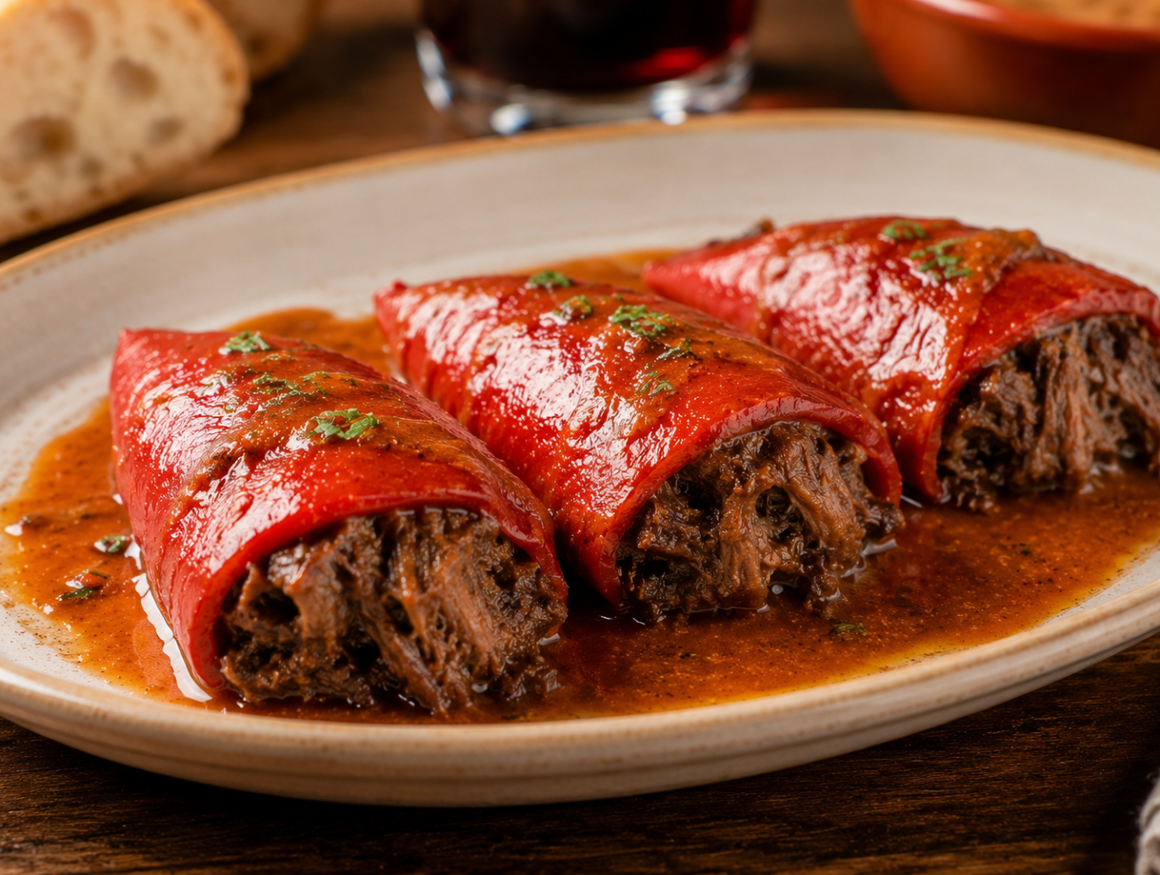 Piquillo Peppers Stuffed with Oxtail