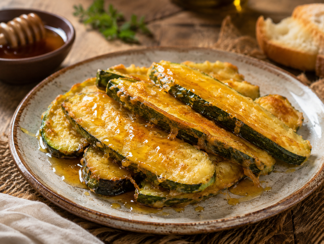 Zucchini Tempura with Honey