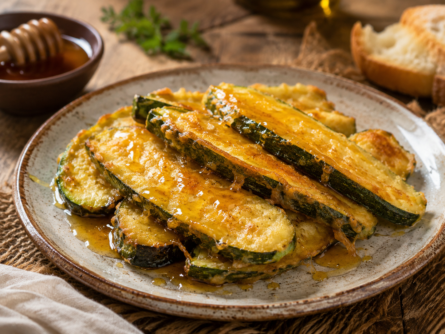 Zucchini Tempura with Honey