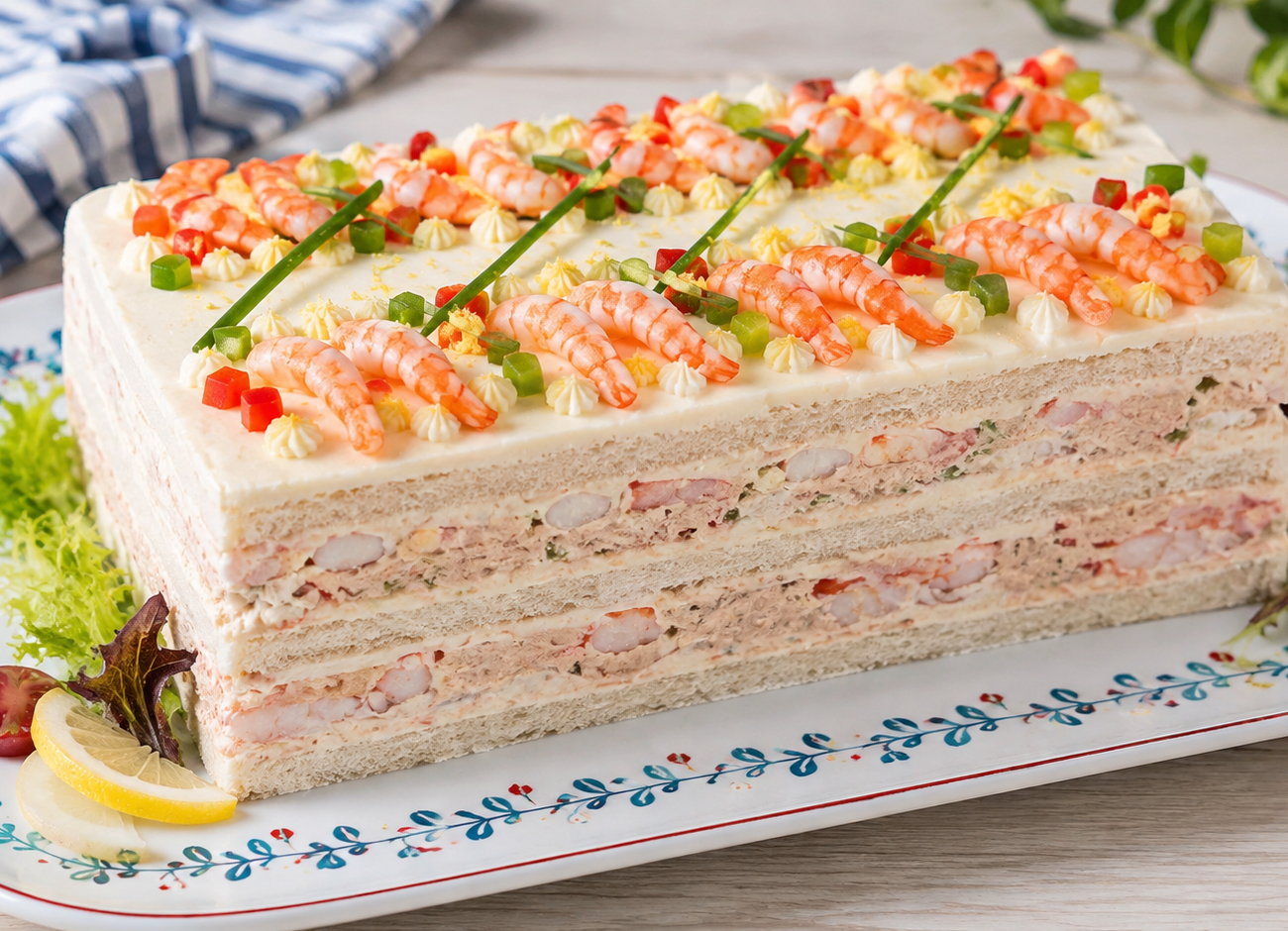 Cold Tuna and Shrimp Sandwich Cake