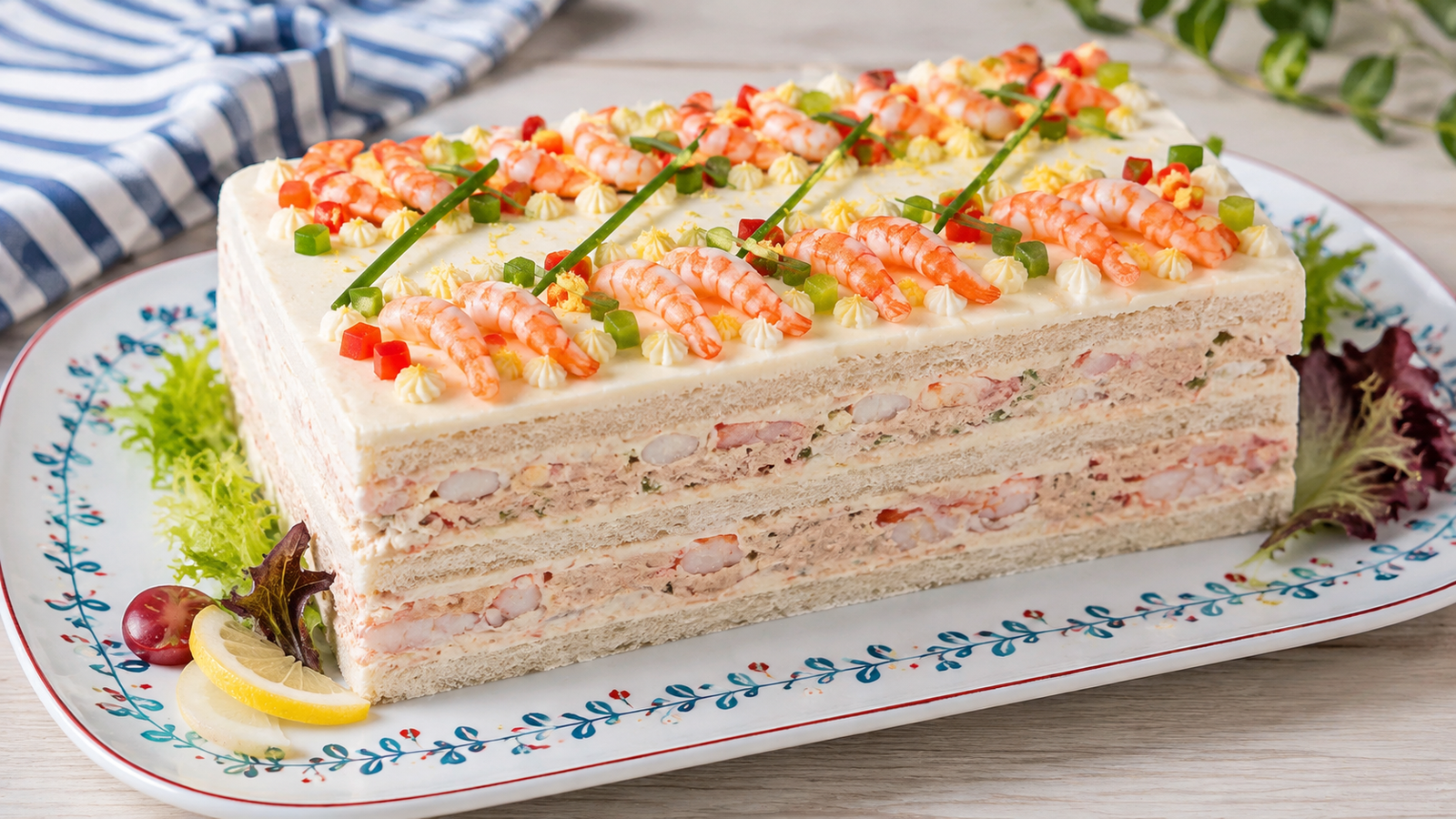 Cold Tuna and Shrimp Sandwich Cake